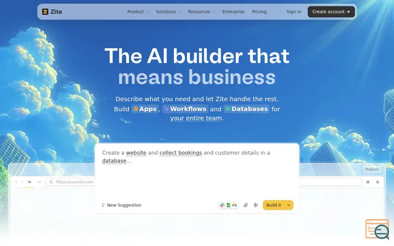 Screenshot of The AI builder that means business