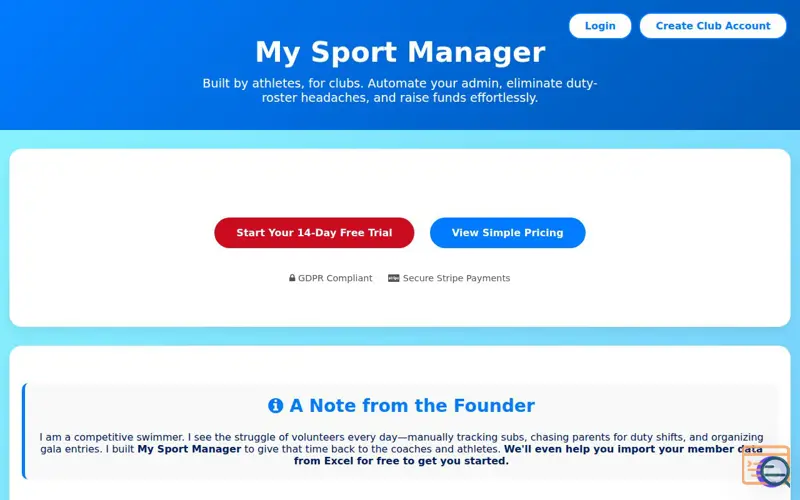 Screenshot of My Sport Manager