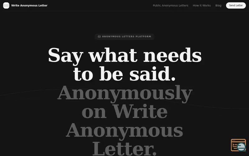 Screenshot of Write Anonymous Letter, a launch using Grow by Mediavine