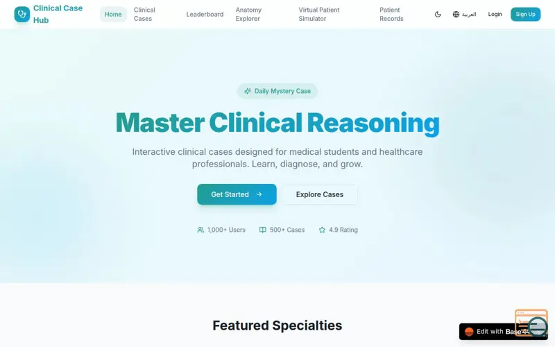 Screenshot of Clinical Case Hub