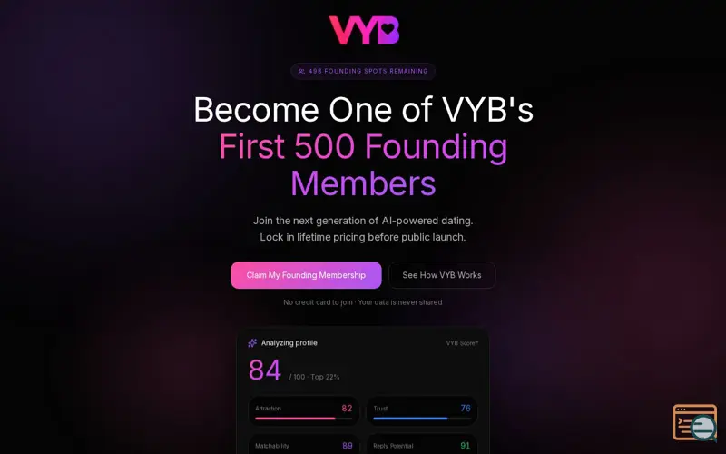 Screenshot of vyb