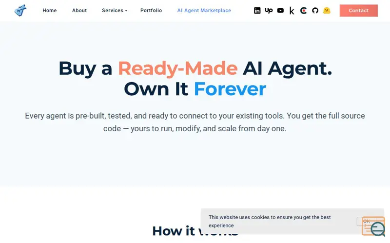 Screenshot of Custom AI Agents, One-Time Purchase, a launch using DDoS-Guard