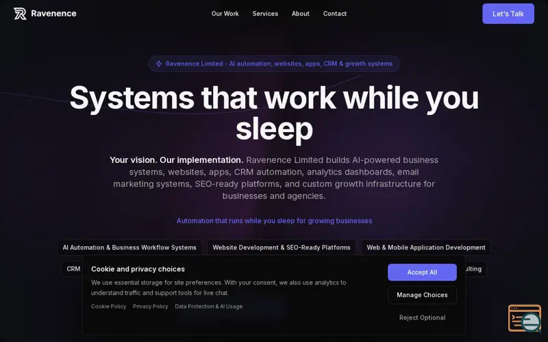 Screenshot of Ravenence Limited