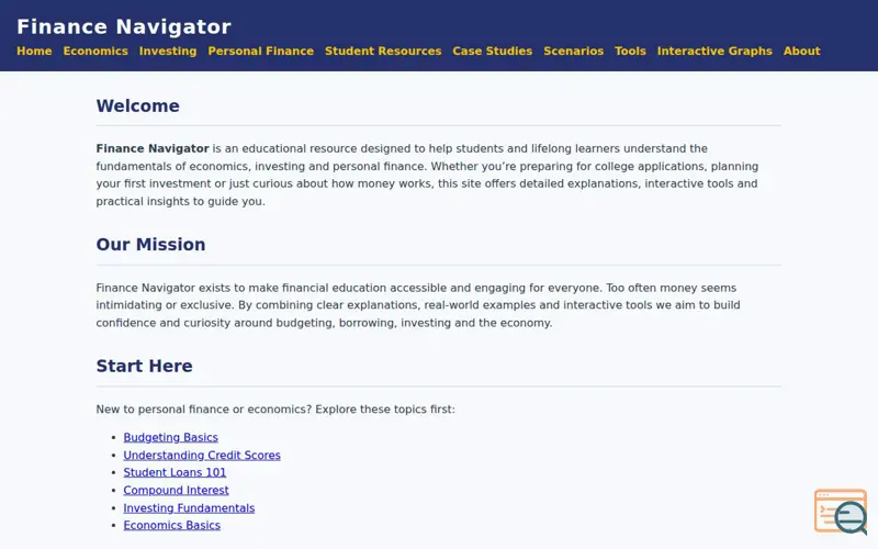 Screenshot of Finance Navigator