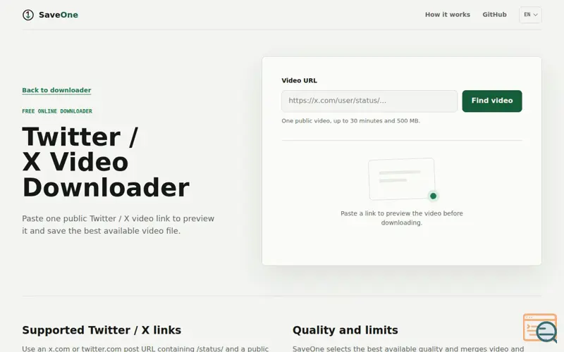 Screenshot of SaveOne — X Video Downloader
