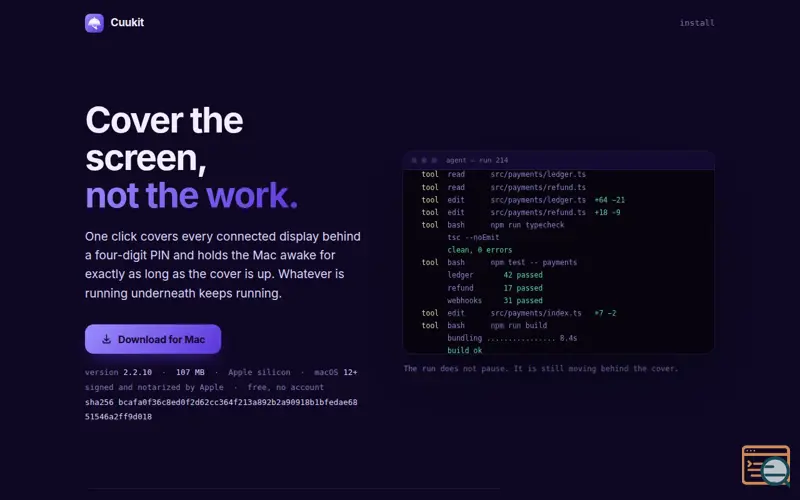Screenshot of Cuukit Screen Lid
