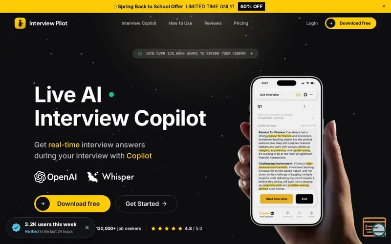 Screenshot of Interview Pilot, a launch using Chakra UI