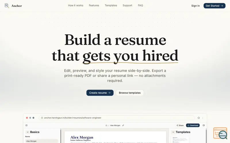 Screenshot of Anchor
