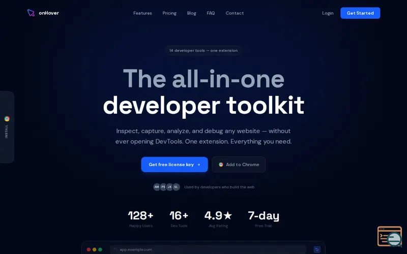 Screenshot of onHover