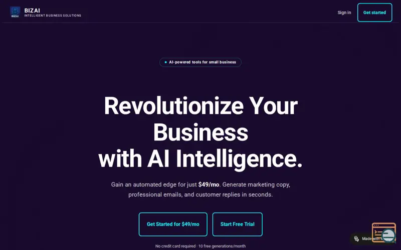 Screenshot of BizAI
