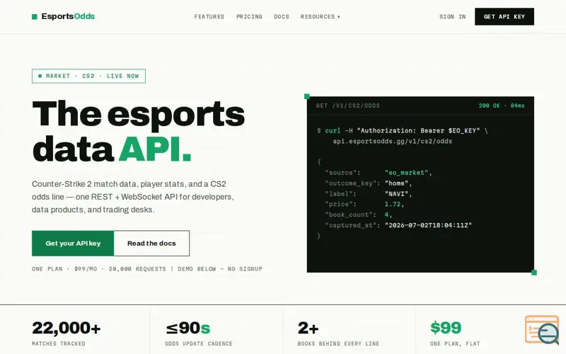 Screenshot of EsportsOdds