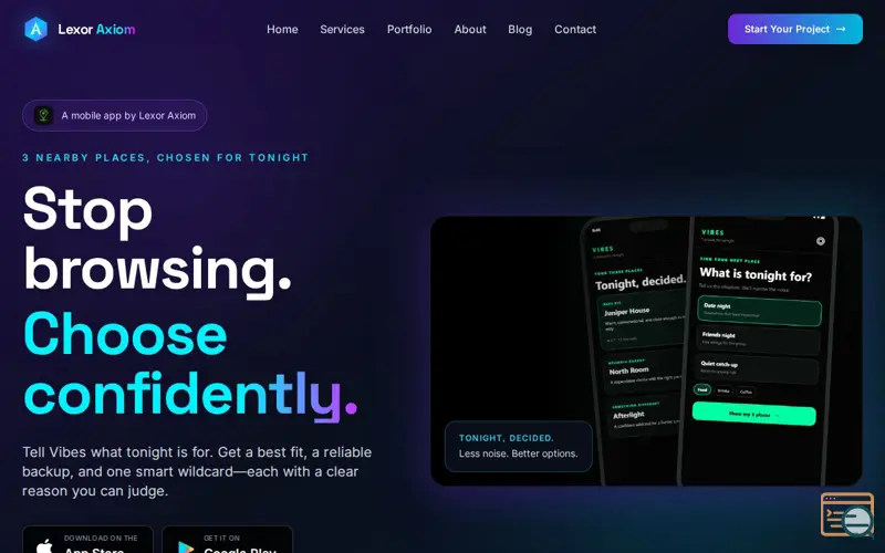 Screenshot of Vibes Places