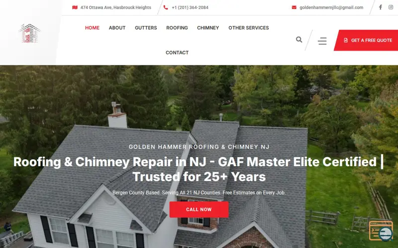 Screenshot of Golden Hammer Roofing & Chimney Repair