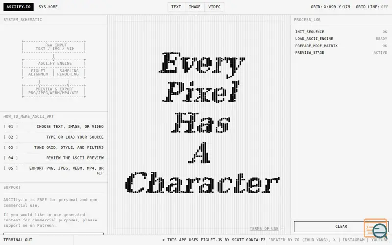 Screenshot of ASCIIfy
