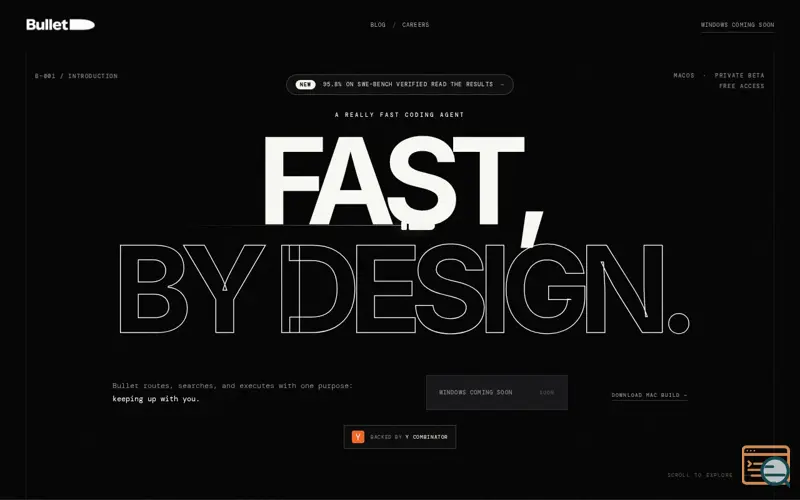 Screenshot of Codewithbullet, a launch using Y Combinator Launches
