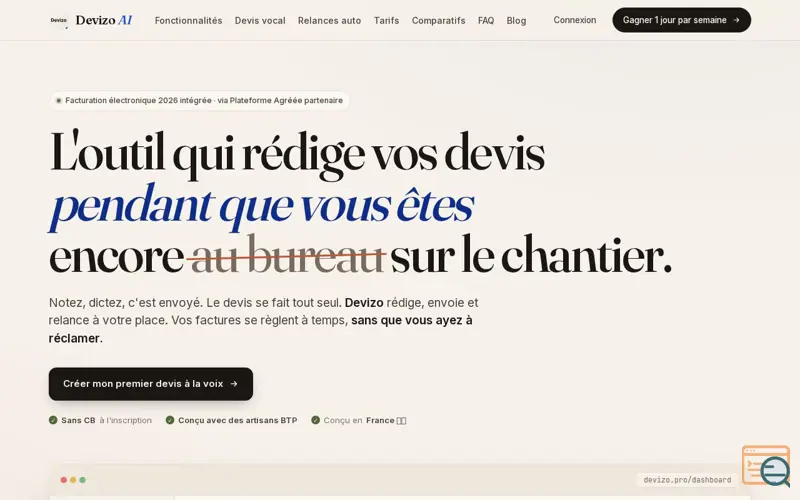 Screenshot of Devizo