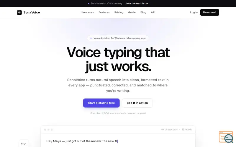 Screenshot of SonaVoice