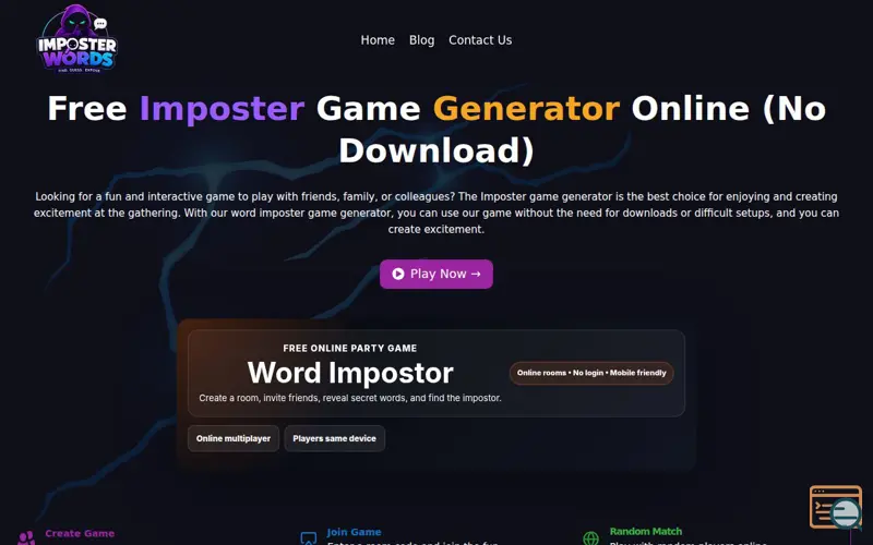 Screenshot of Imposter Game Generator