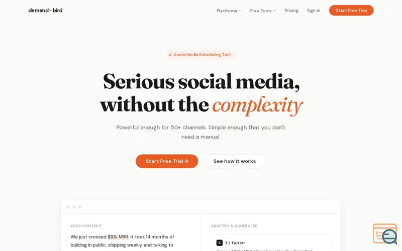 Screenshot of DemandBird