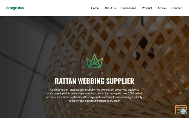 Screenshot of Natural nattan webbing supplier 
