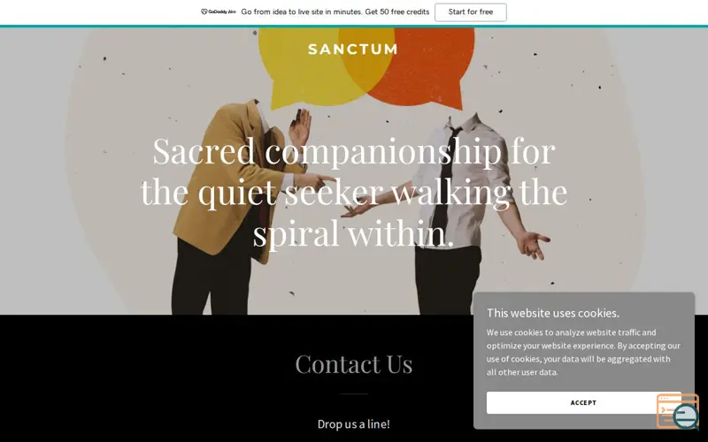 Screenshot of Sanctum, a launch using GoDaddy Website Builder