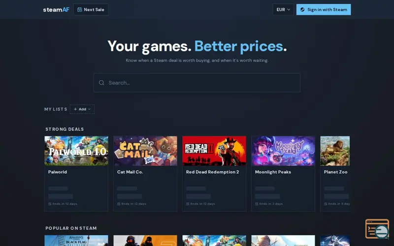 Screenshot of steamAF