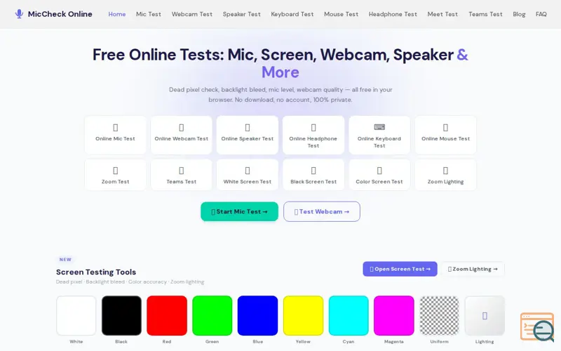 Screenshot of MicCheck Online