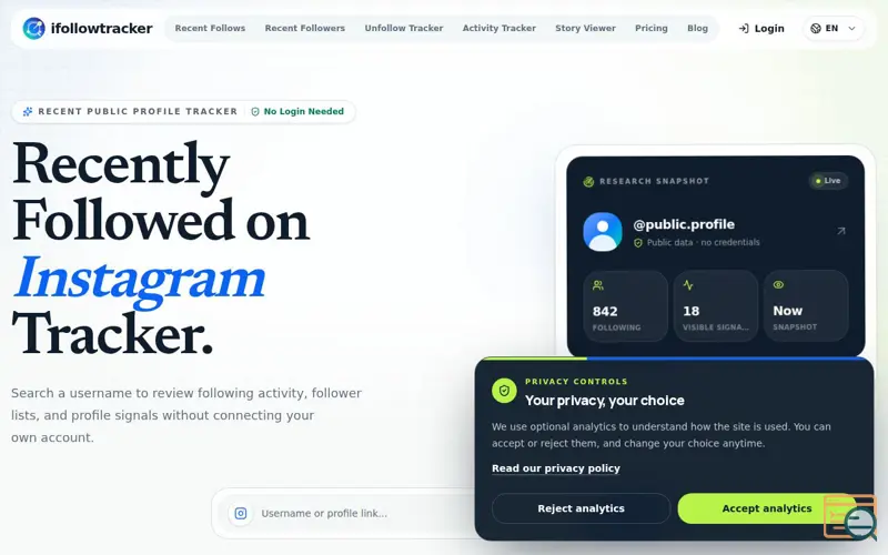 Screenshot of IFollowTracker