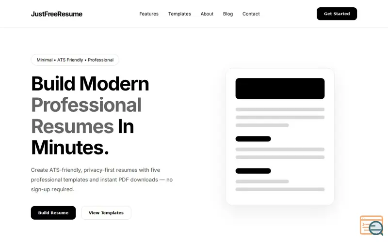 Screenshot of JustFreeResume