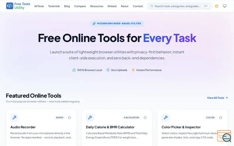 Screenshot of Free Tools Utility, a launch using Yandex Domain Verification