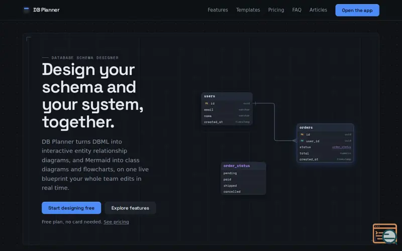Screenshot of DB Planner | Collaborative database schema designer and DBML diagram tool