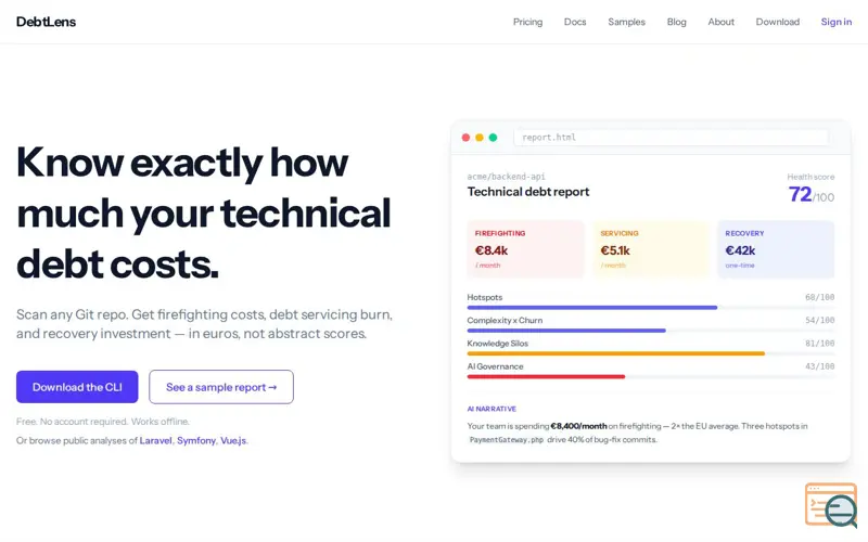 Screenshot of DebtLens