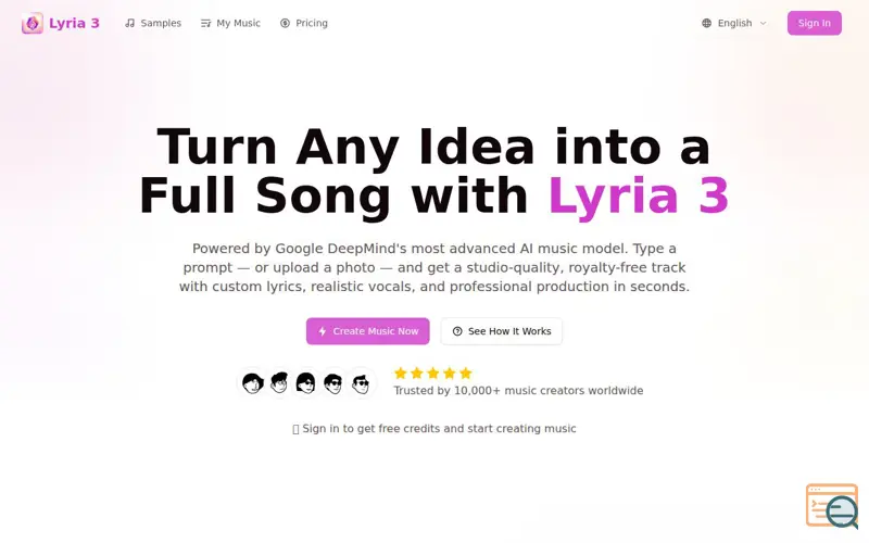 Screenshot of Lyria 3 - AI Song & Music Generator