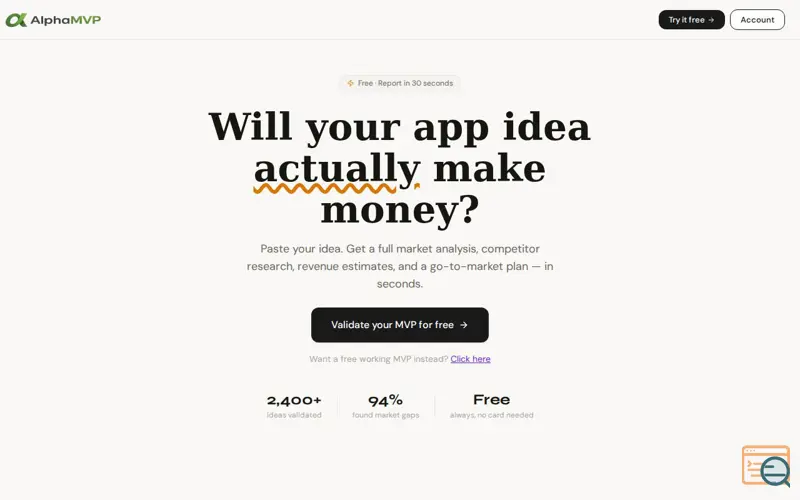 Screenshot of AlphaMVP