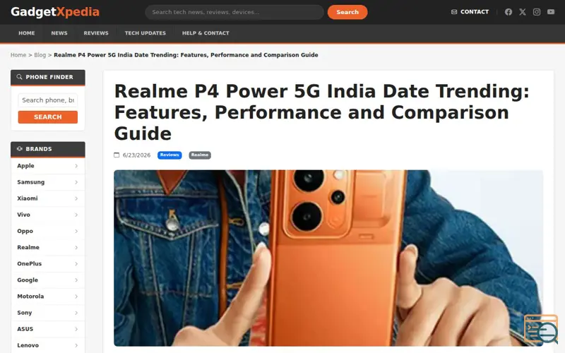 Screenshot of Realme P4 Power 5G India Insights