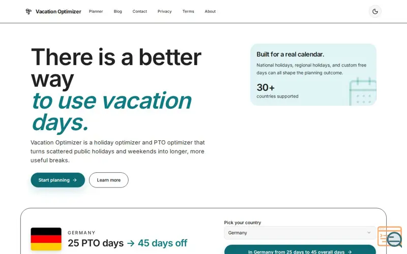 Screenshot of Vacation Optimizer