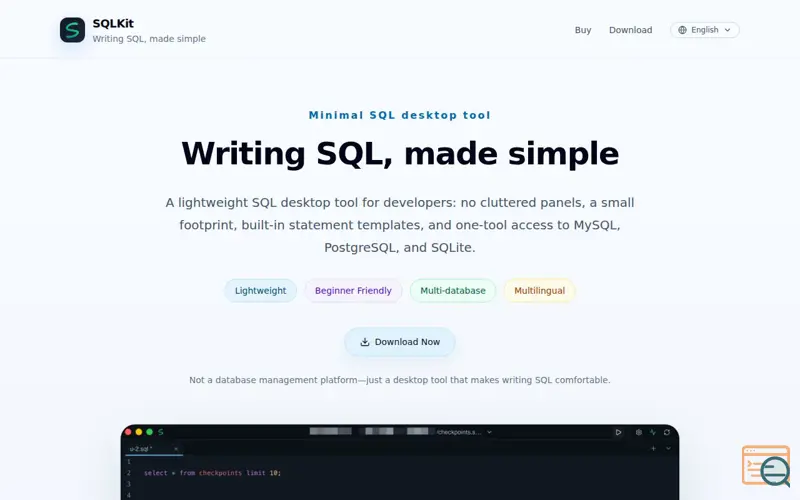 Screenshot of SQLKit, a launch using Next.js