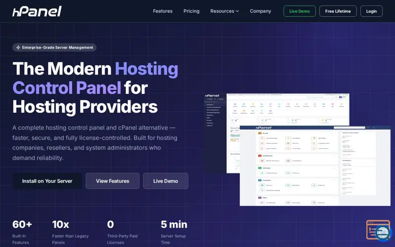 Screenshot of HPanel