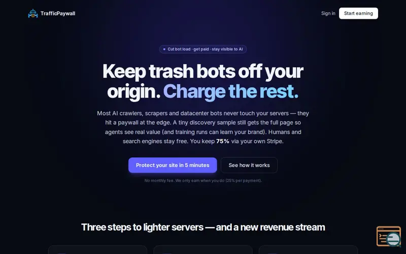 Screenshot of TrafficPaywall