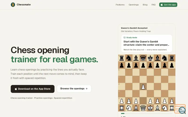 Screenshot of Chess Opening Trainer — Chessmate