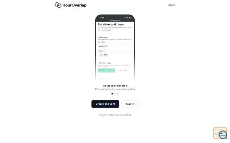 Screenshot of HourOverlap, a launch using Namecheap DNS