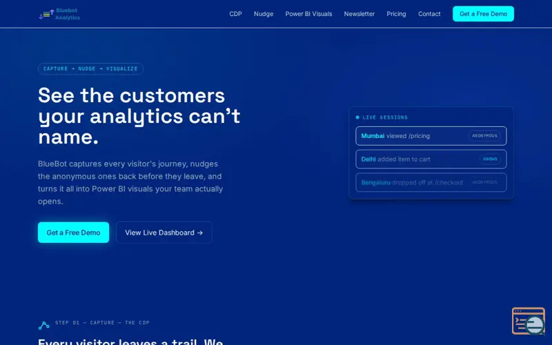 Screenshot of CDP by Bluebot Analytics