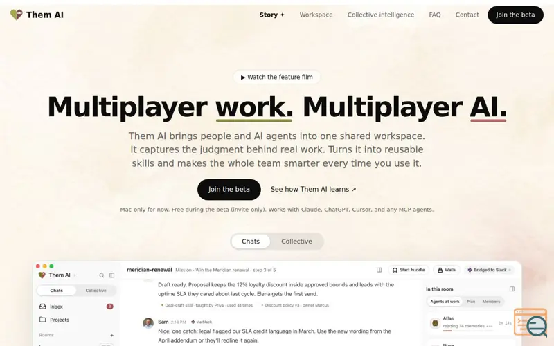 Screenshot of THEM AI - The Company Brain You Can Check