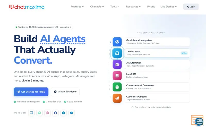 Screenshot of ChatMaxima