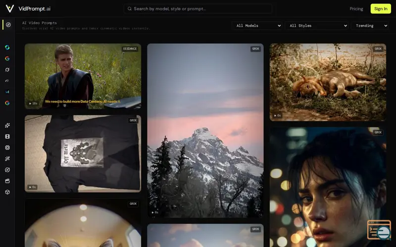 Screenshot of VidPrompt