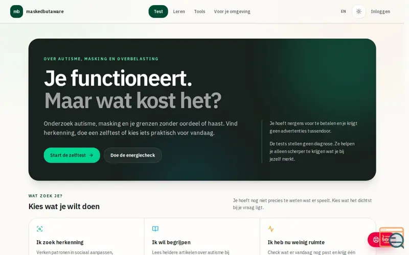 Screenshot of maskedbutaware