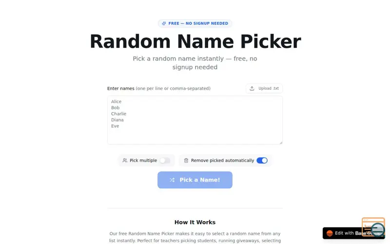 Screenshot of QuickPick