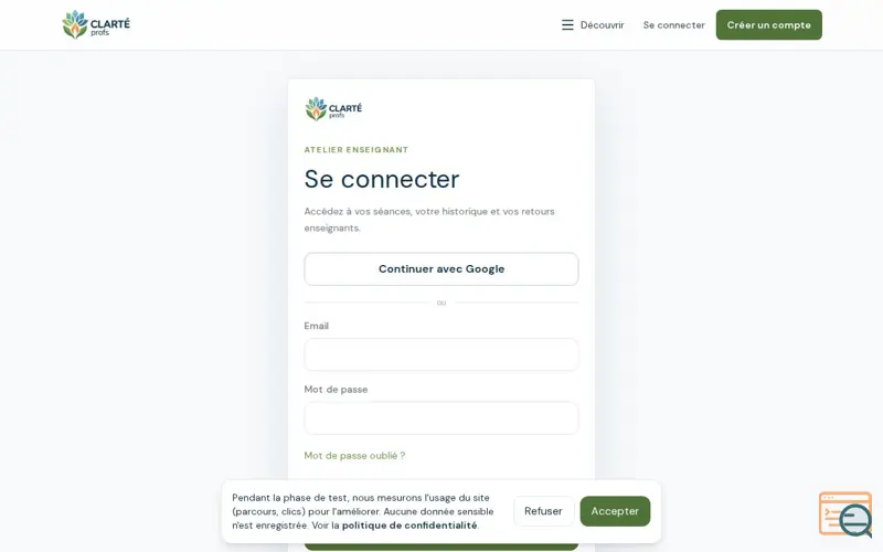 Screenshot of V0-Clarté Prof - Solution Prof de maths