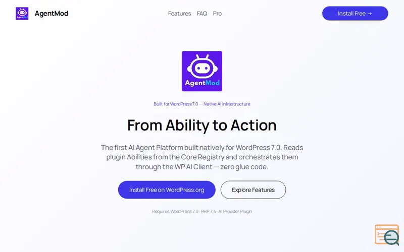 Screenshot of AgentMod – AI Assistant for Your WordPress Site
