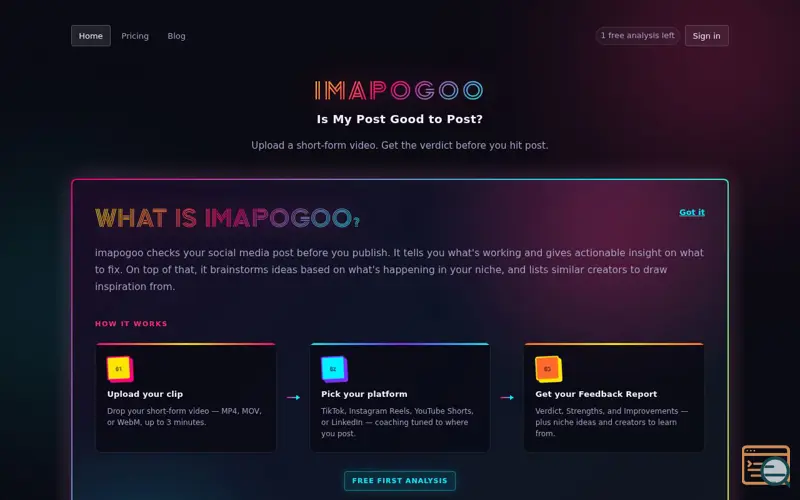 Screenshot of Launching Imapogoo.com